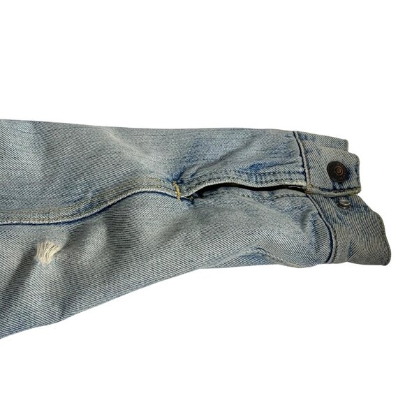 LEVIS Jean Jacket Blue Sherpa Lined Denim Snap Trucker 90s Stonewash Mens S - Picture 5 of 10